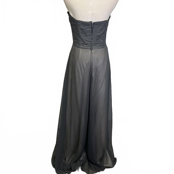 Vintage Jim Hjelm Occasions Women's 10 Grey Strapless Maxi Dress Gown Back Zip - Picture 6 of 15